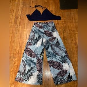floral pants and cropped top set